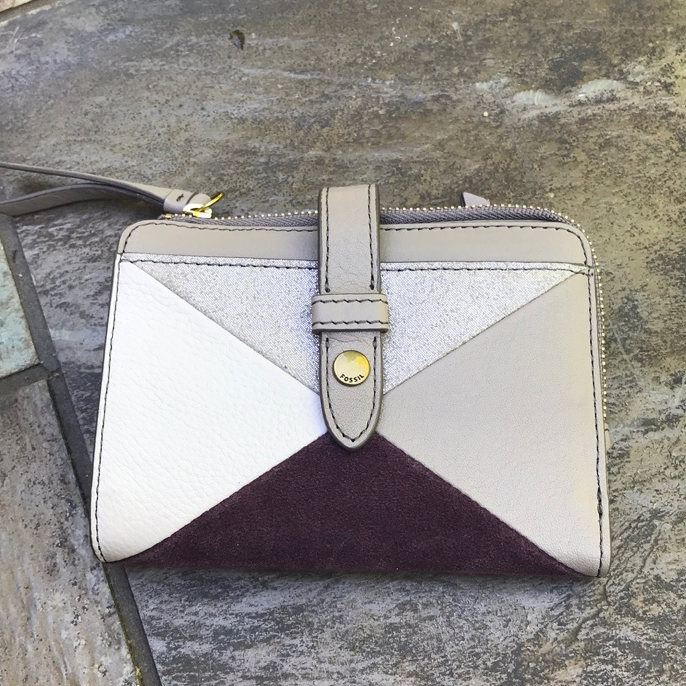 Fossil Wallet silver/white/grey/mauve Leather NWT